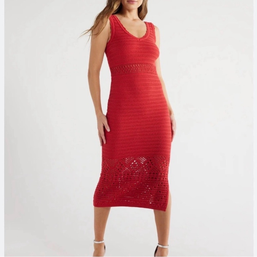 Sofia Vergara Red Crochet Dress